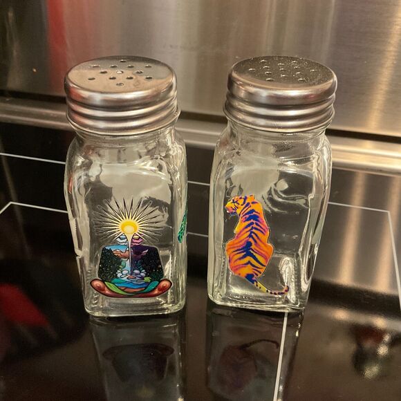 Decorated Salt Pepper Shakers Psychedelic Groovy Retro Hippie Style - Picture 3 of 5